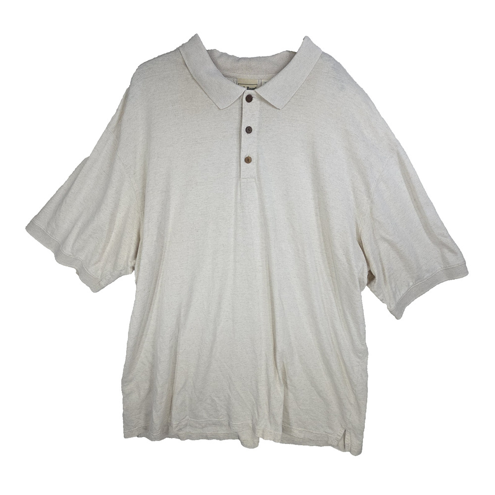 Vtg LL Bean Cotton Linen Polo Shirt Mens XXL Tall Collared Preppy Y2k 2000s 90s